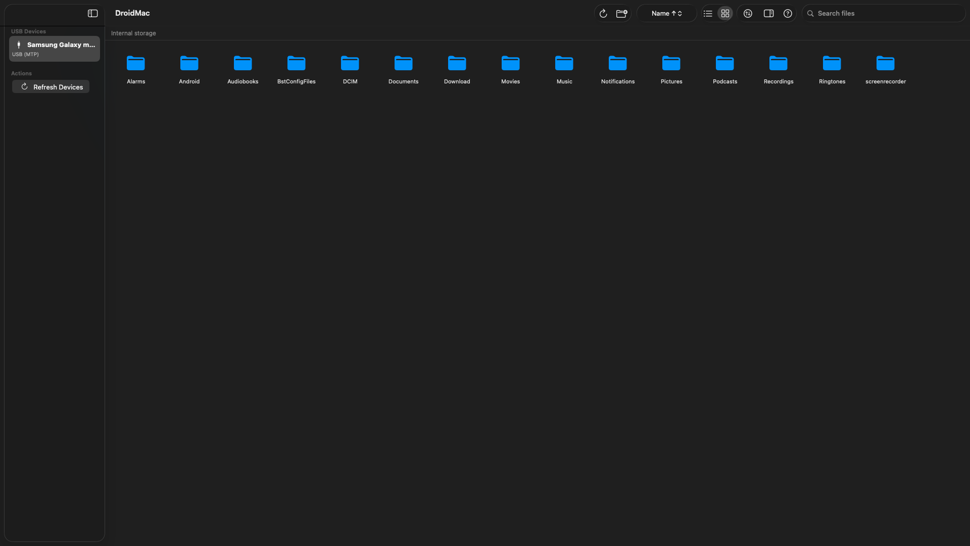 DroidMac file browser in grid/icon view